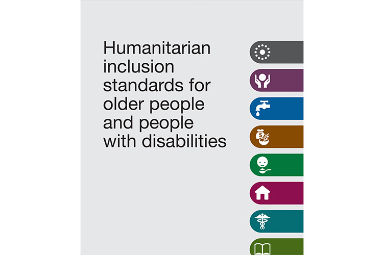 An image of the front cover of the “Humanitarian inclusion standards for older people and people with disabilities” handbook.